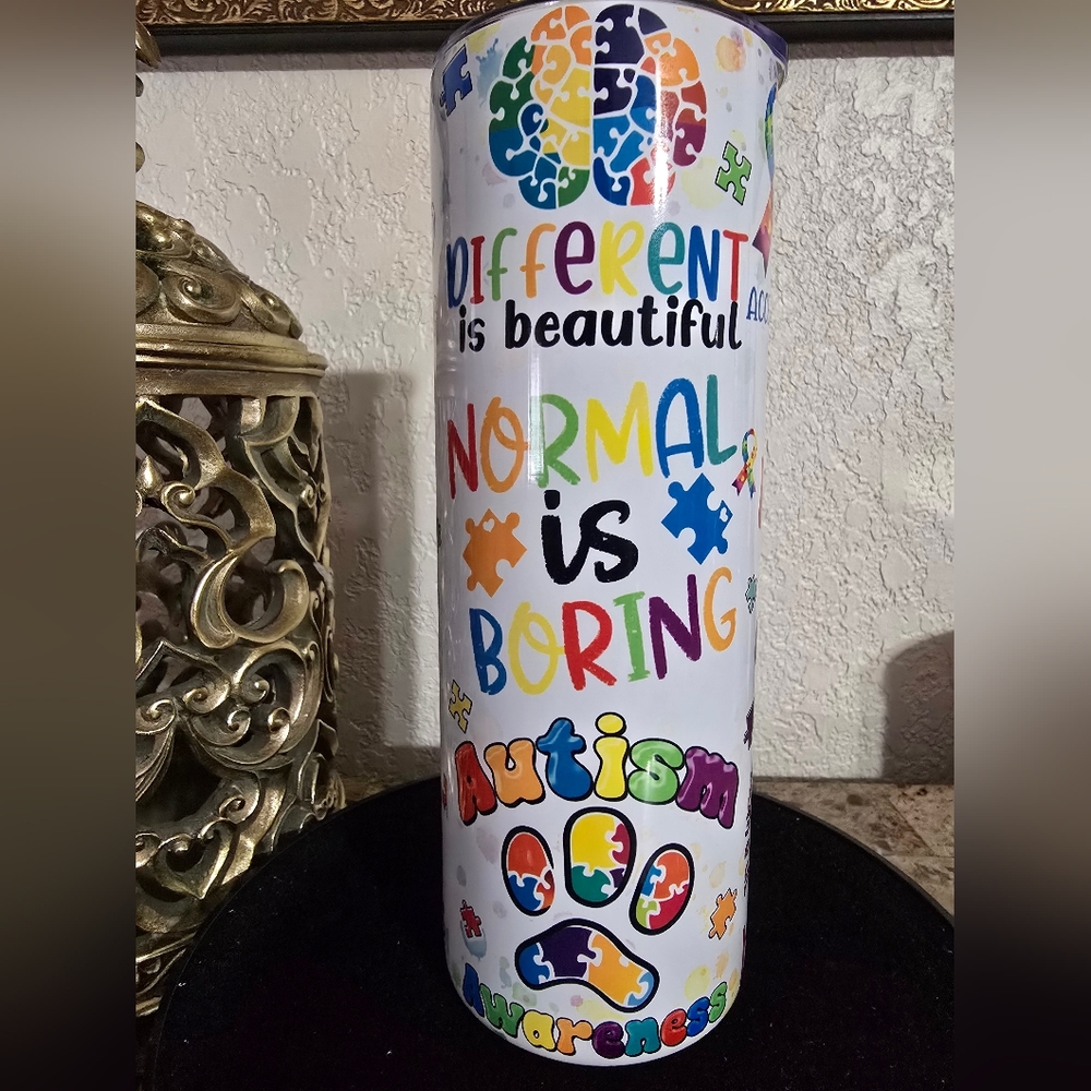 Colorful Autism Awareness Tumbler 20 oz - Picture 3 of 5